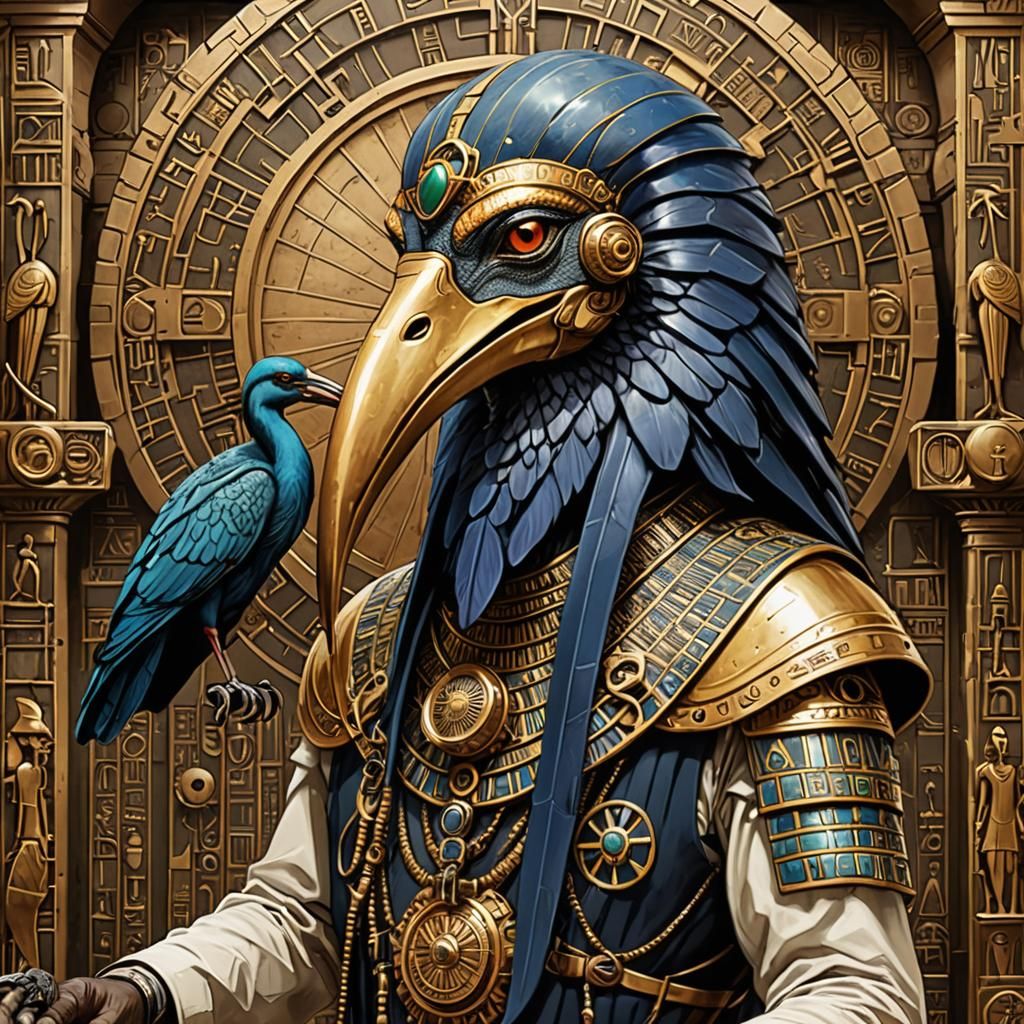 Egyptian God Thoth in Steampunk Pyramid