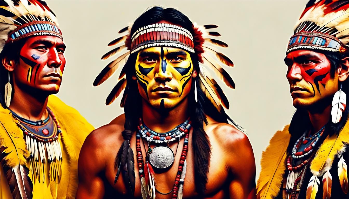 Native American Twin Warriors with Face Paint