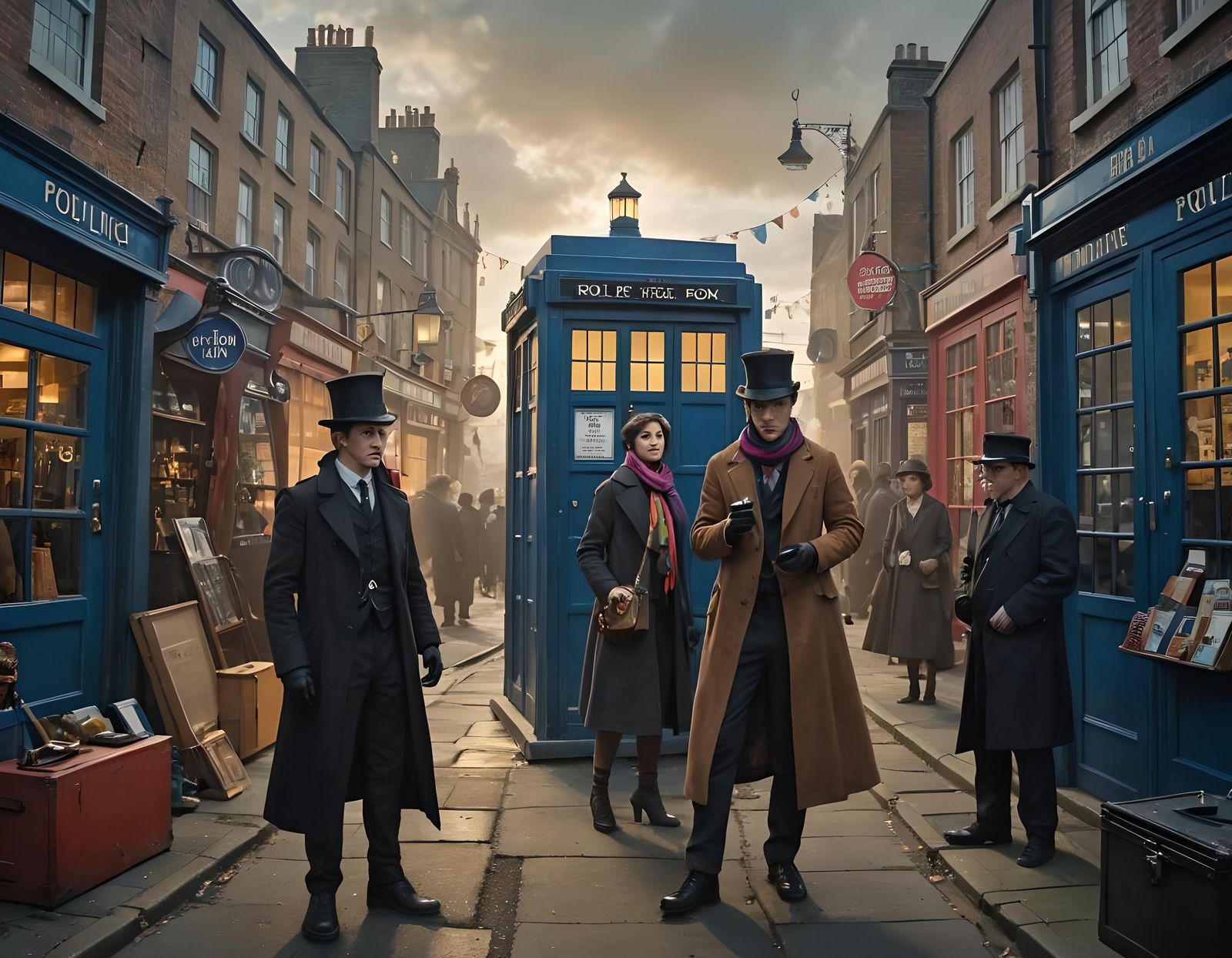 Time Traveler and Police Box in Quirky World