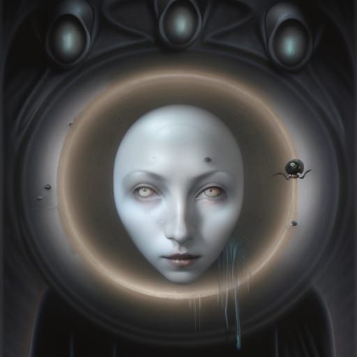 Fornasetti Heart Face in Renaissance Shin Hanga Style