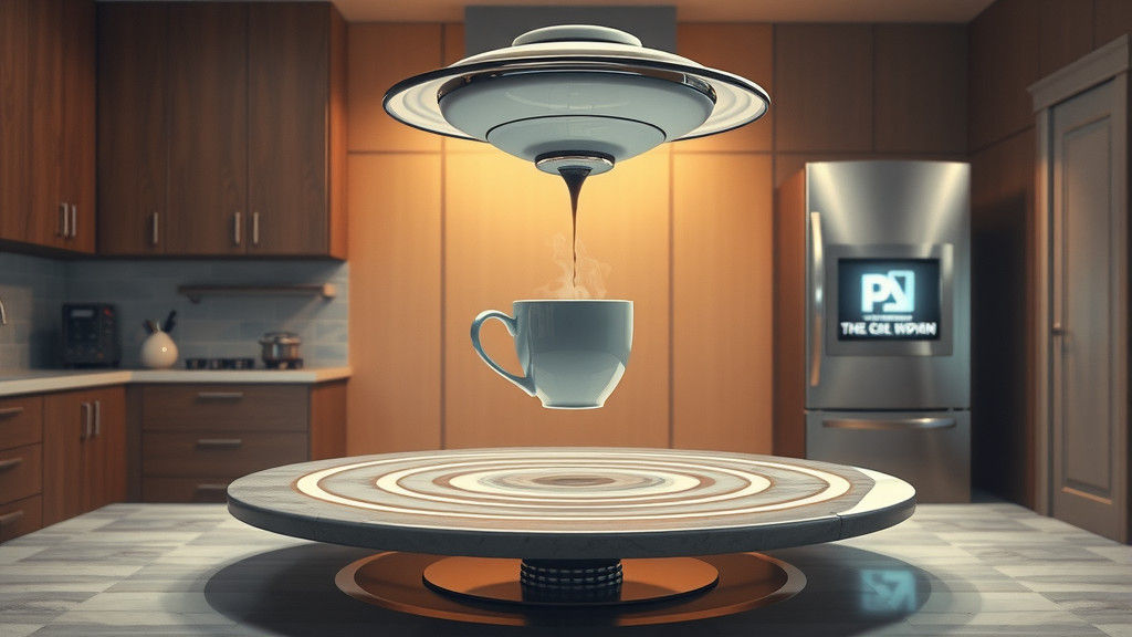 Futuristic Kitchen with Levitating Table and Saucer