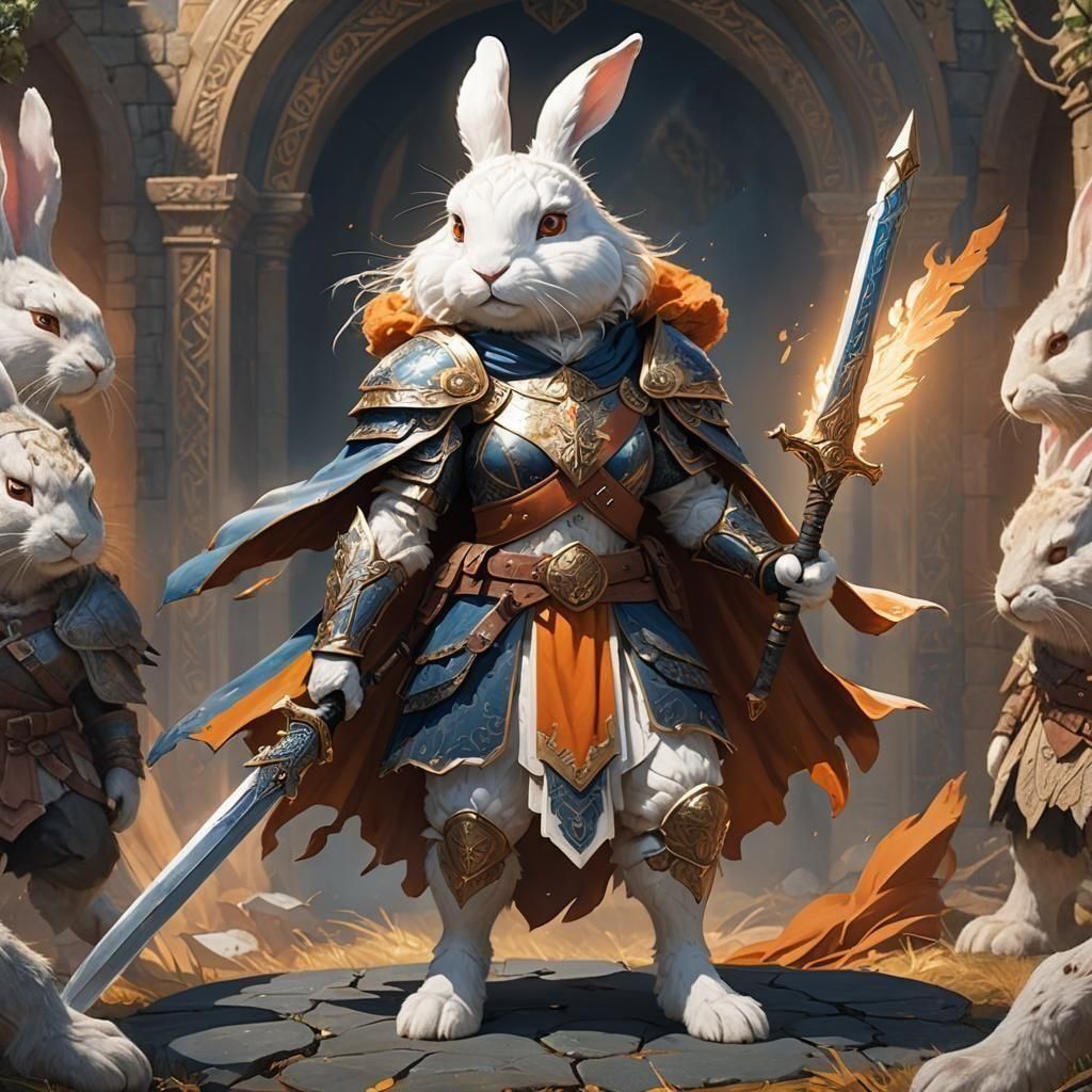 DnD Barbarian: Young Rabbit Warrior in Fantasy Art