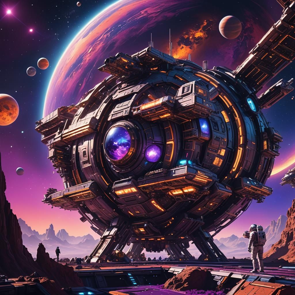 Spectacular Space Station Orbiting Gas Giant