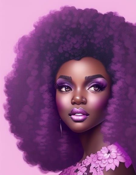 Detailed Portrait of a Woman with Purple Hair