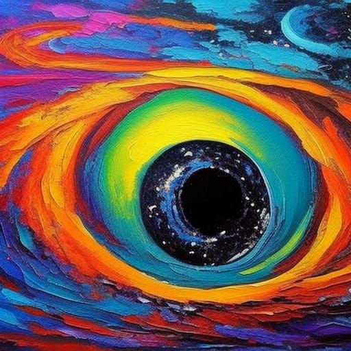 Black Hole Devouring Nebula in Expressionist Style