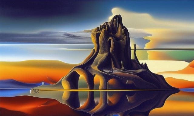 Surreal Castle Landscape in Dali Style
