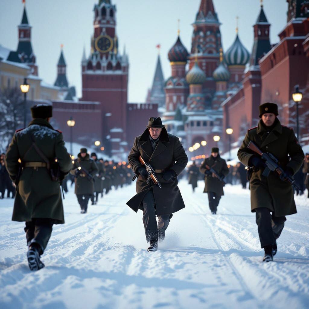 American Spy Chased by Soviet Officers in Red Square