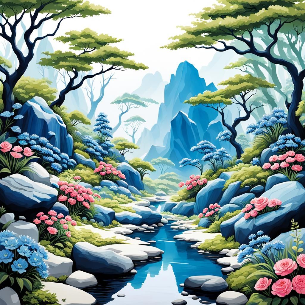 Nature Scene with Cibulak Porcelain Elements