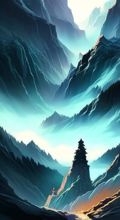 Anime Landscape with Contrasting Elements in Cel-Shaded Styl...