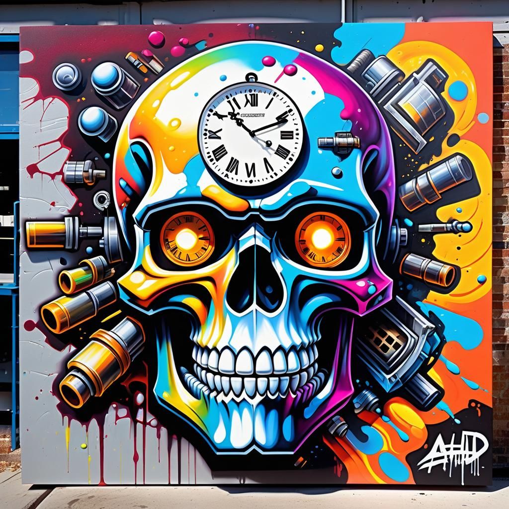 Colorful Graffiti Street Art with Polychromatic Details