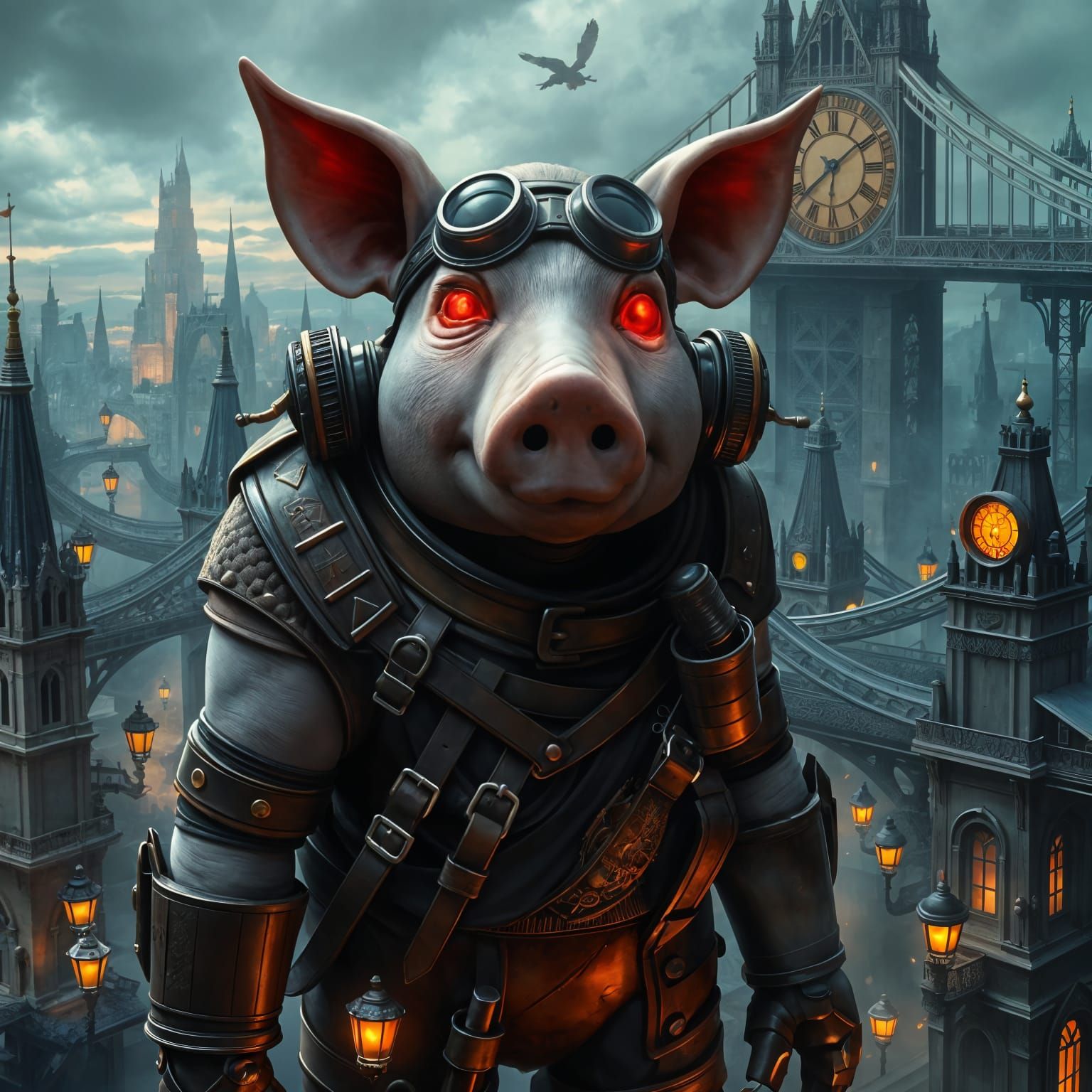 Steampunk Pig-Man Automaton Watches Clockwork City