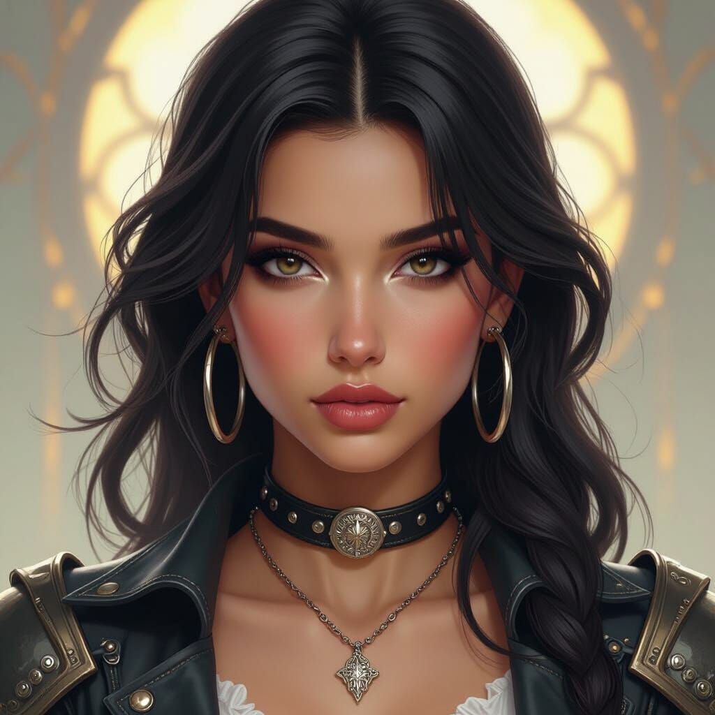 Dark Fantasy Girl in Fighting Leathers, Hyperdetailed Art