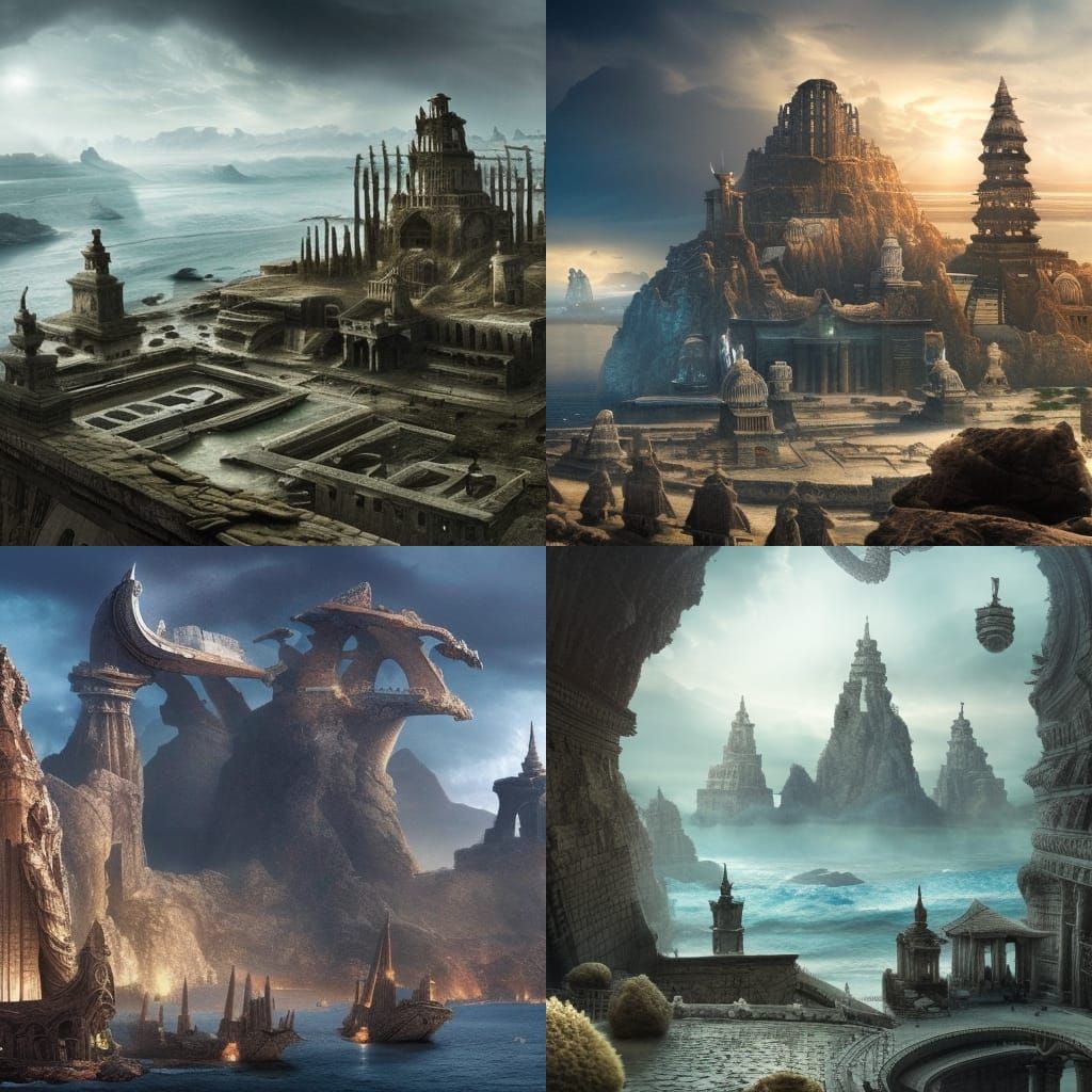 Ancient City Ruins by the Spiral Sea