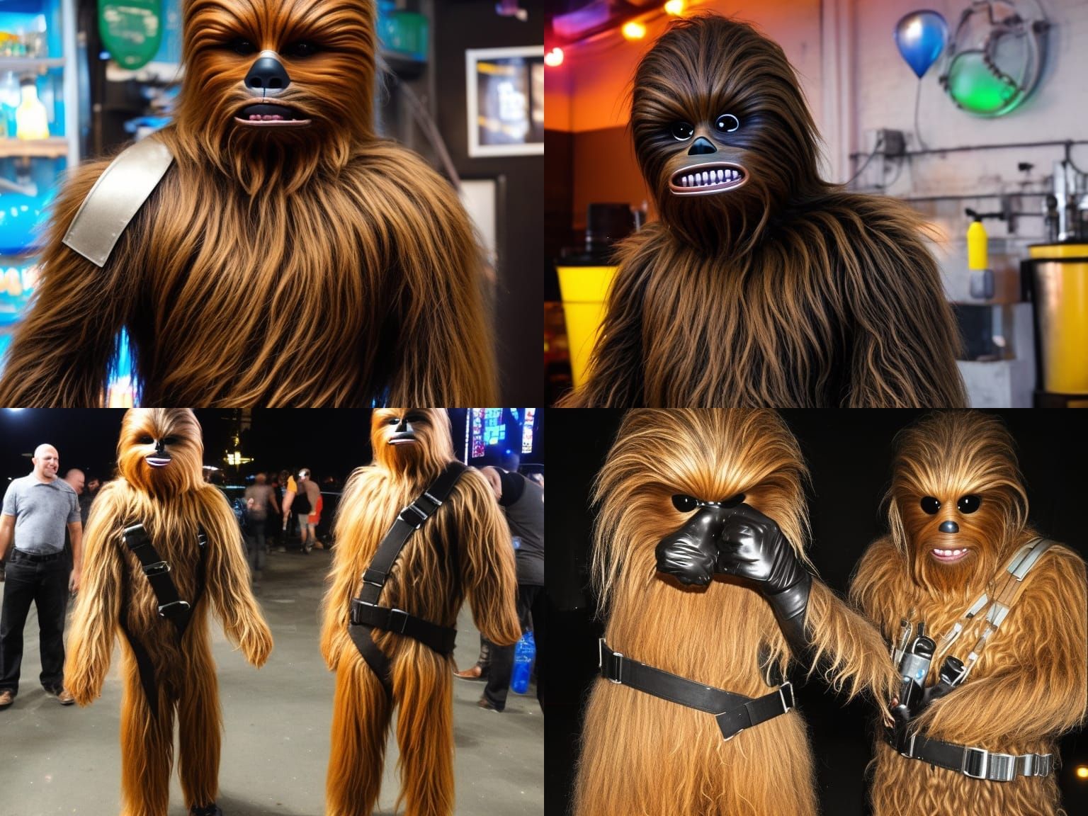 Wookiee in Gimp Suit at a Neon Bar