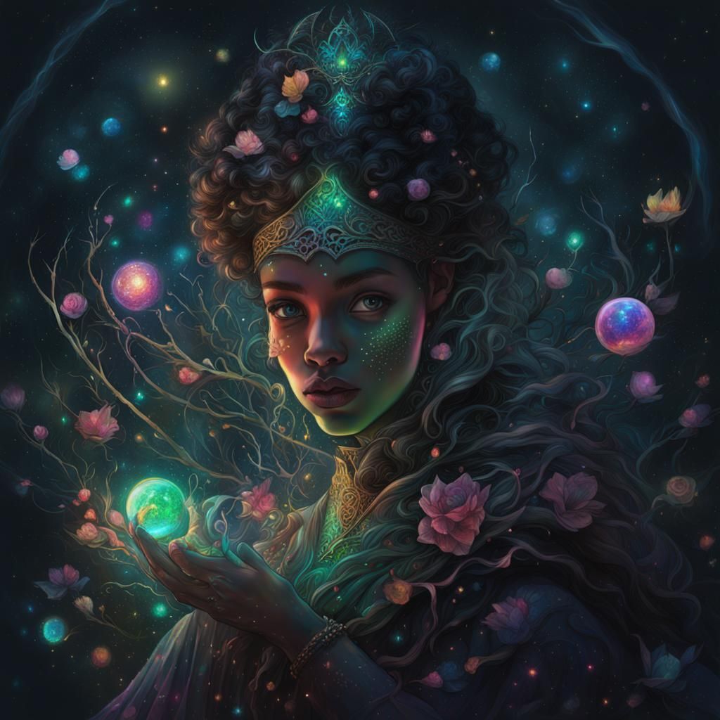 Giant Princess in Astral Cosmic Illustration