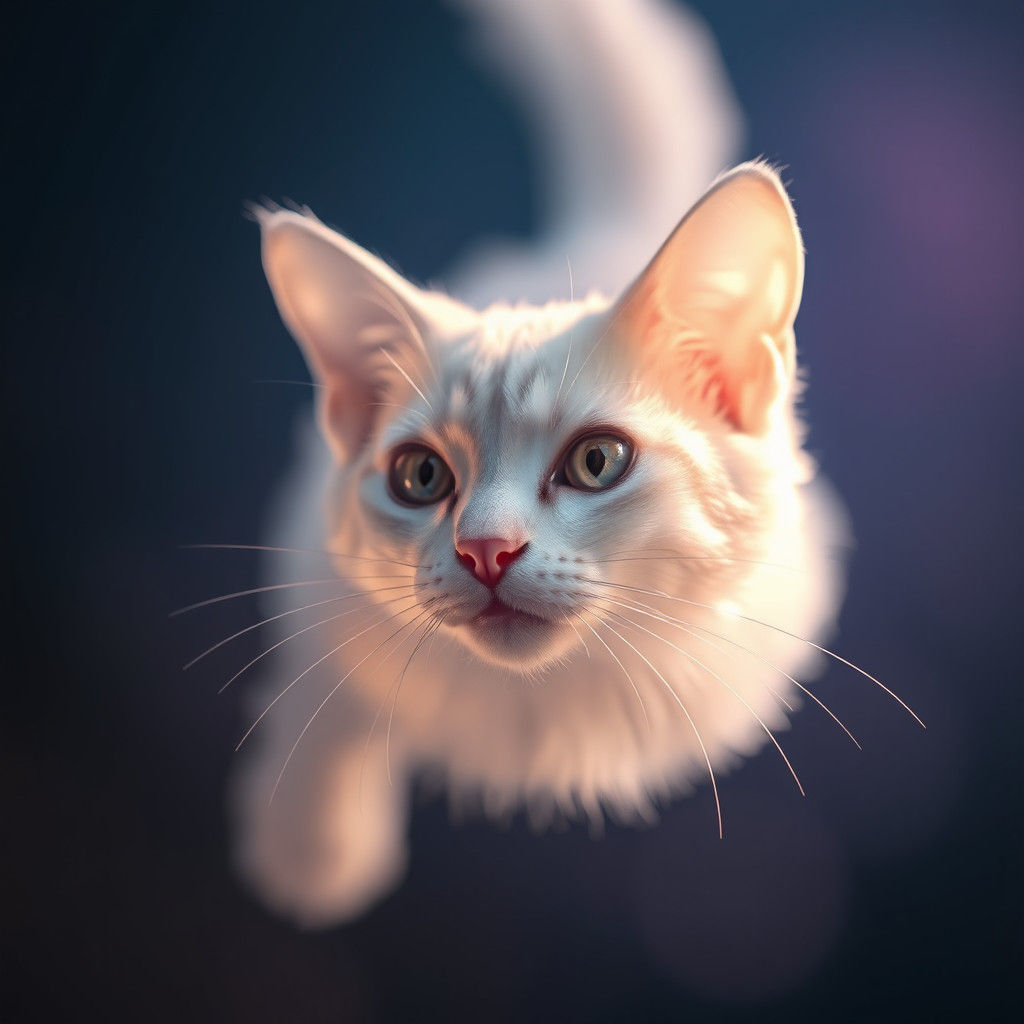 Ethereal Glass Cat Suspended in Air