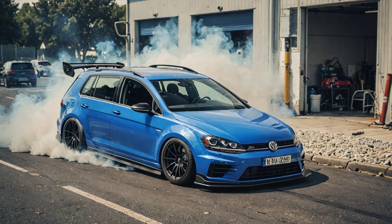 Modified Blue VW Golf 7R Racecar