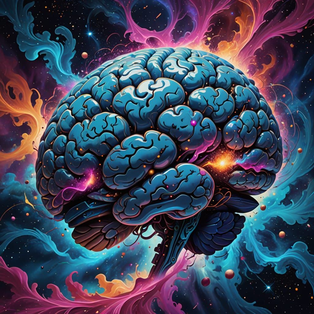 Cosmic Brain Nebula: Abstract Digital Painting