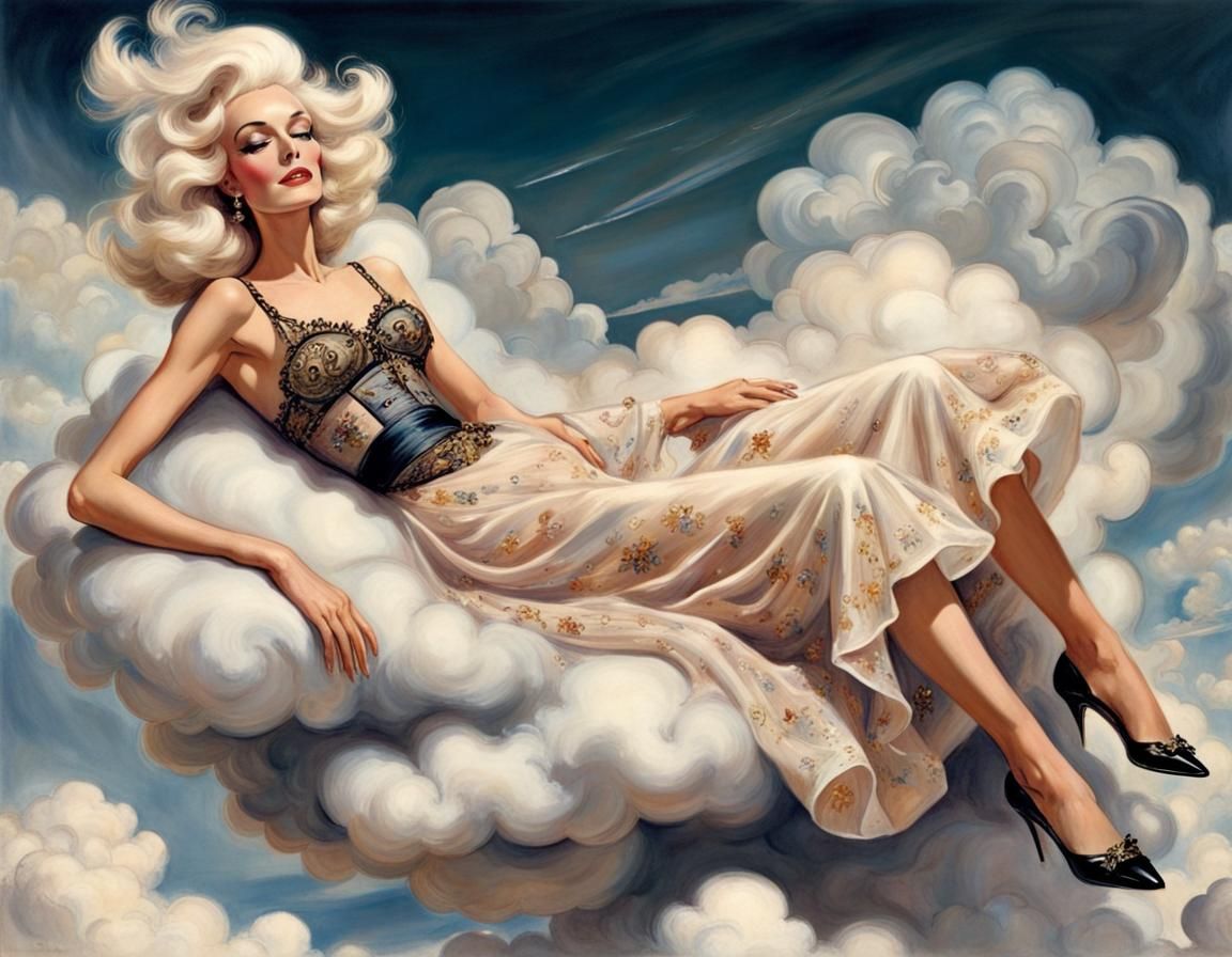 Carmen Dell'Orefice on a Cloud: Storybook Illustration