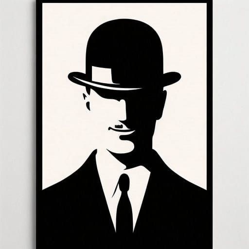 Surrealist Artwork of a Smiling Man in a Suit