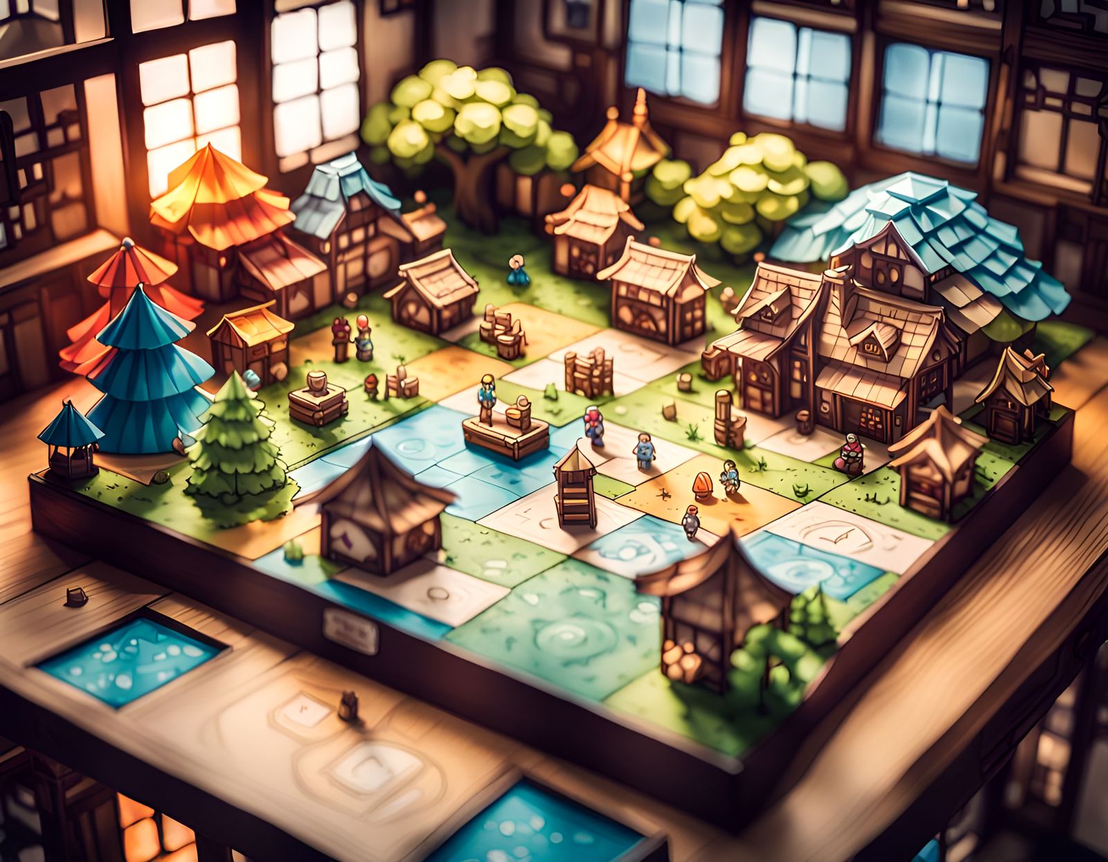 Fantasy Board Game Diorama in Anime Style