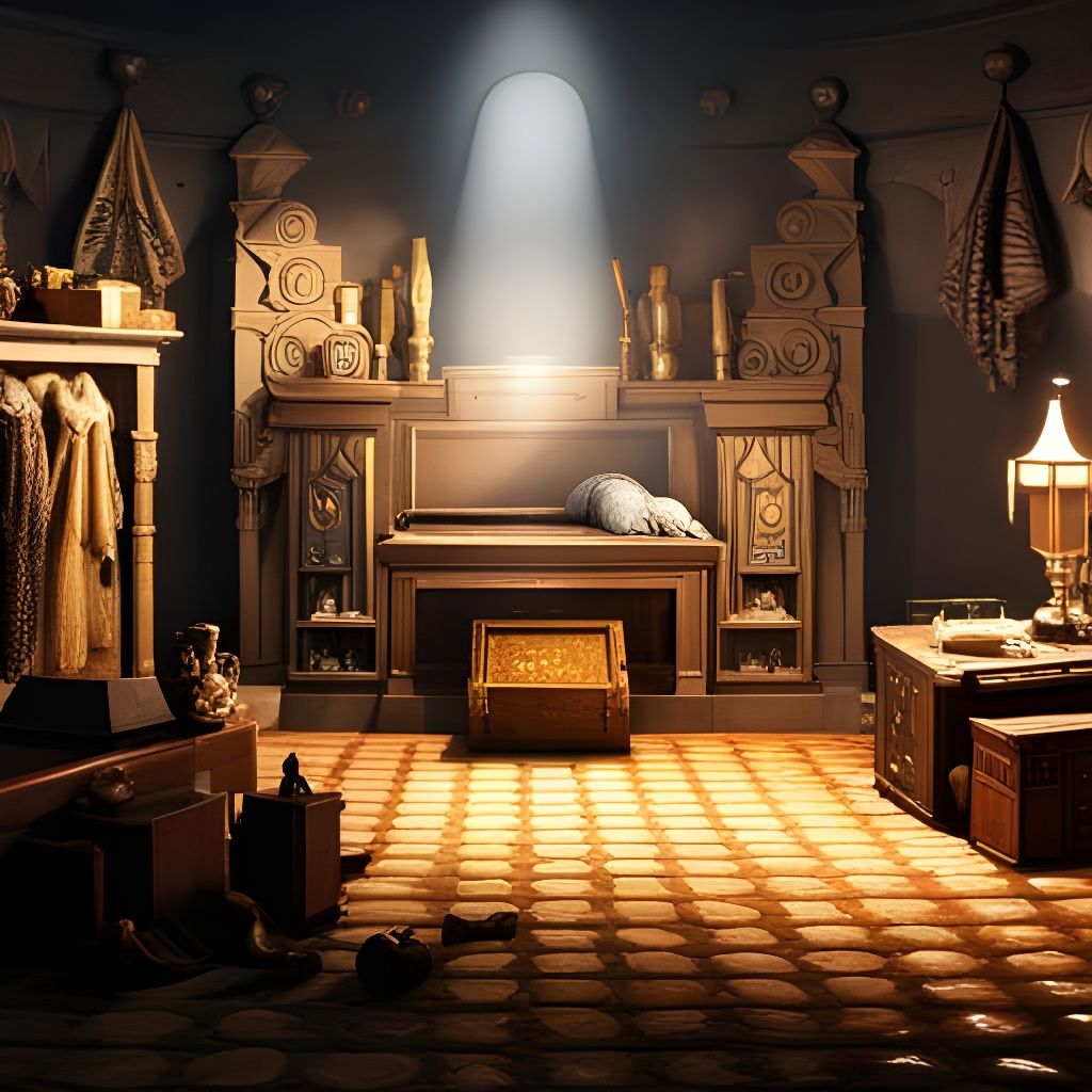 Pyramid Tomb Chamber with Golden Sarcophagus