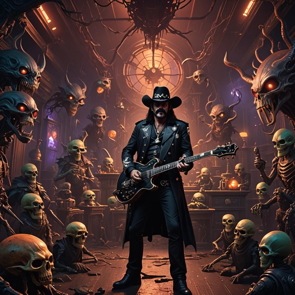 Lemmy Kilmister Plays for Aliens: Detailed Matte Painting