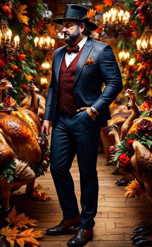 Hyperrealistic Thanksgiving Scene with Detailed Corduroy Pan...