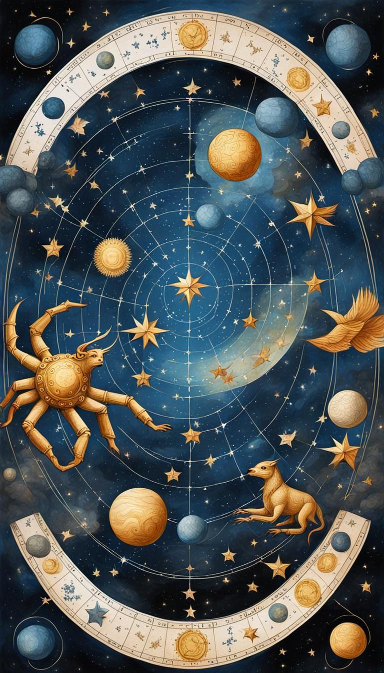 Zodiac Constellations in Old Masters Style
