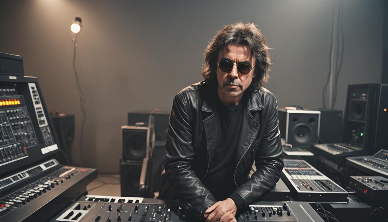 Young Jean-Michel Jarre with Synthesizers
