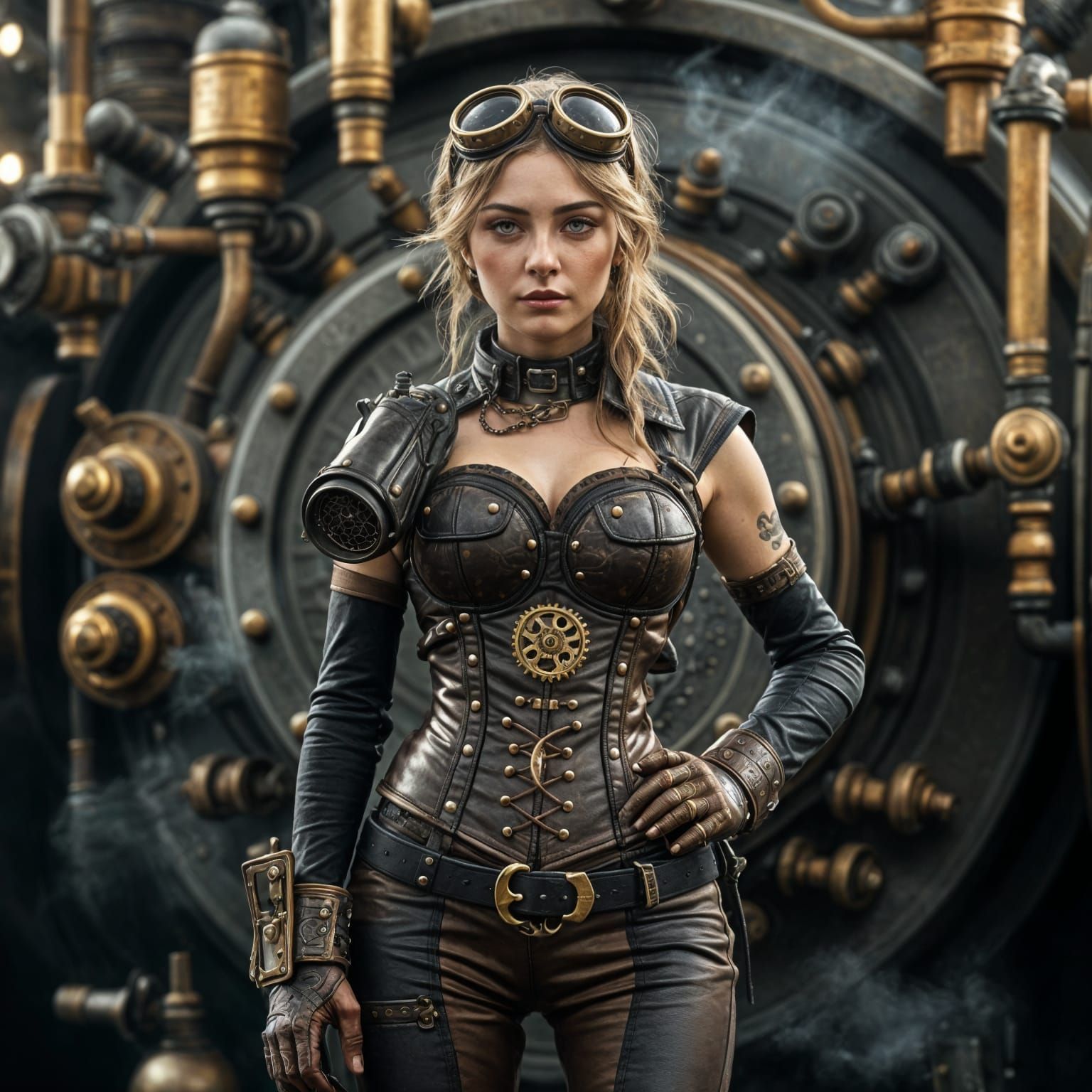 Steam Punk Female Grenade Specialist in Gear