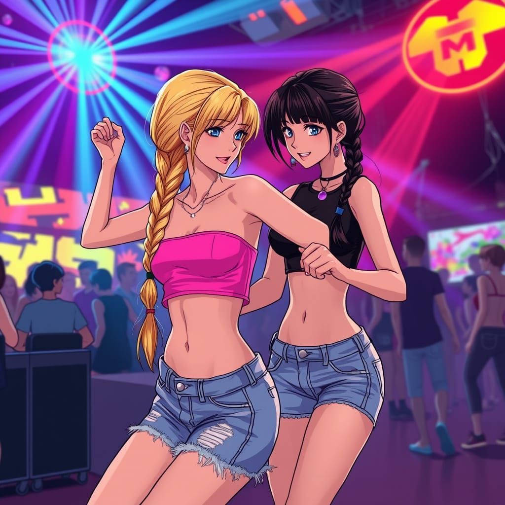 Energetic Friends Dance Under Tokyo Disco Lights