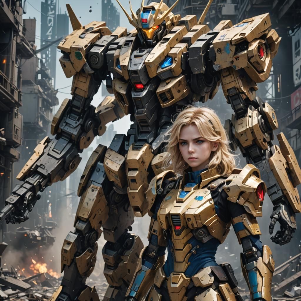 Armored Alice: Dystopian Superpowers in Detailed Digital Art