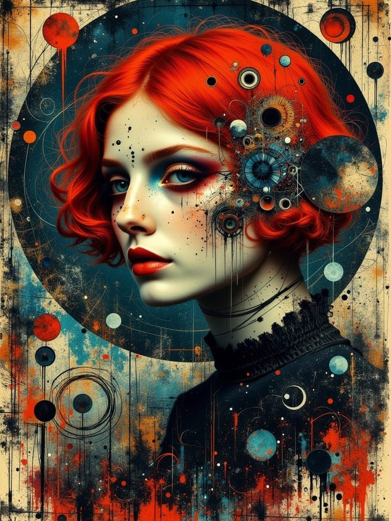 Gothic Abstract Portrait with Zentangle and Swirls