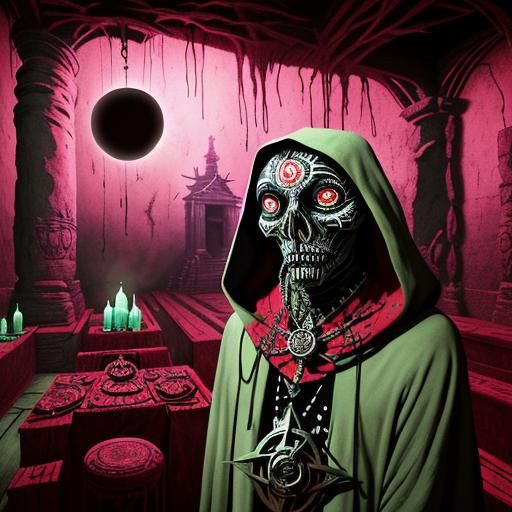 Surreal Cult Ritual with Stork, a Dali-esque Vision