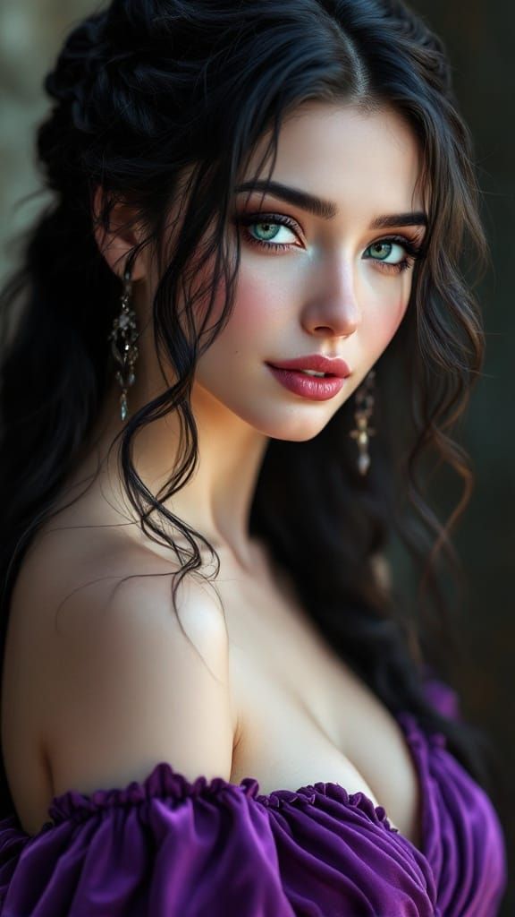 Medieval Maiden in Velvet Regalia