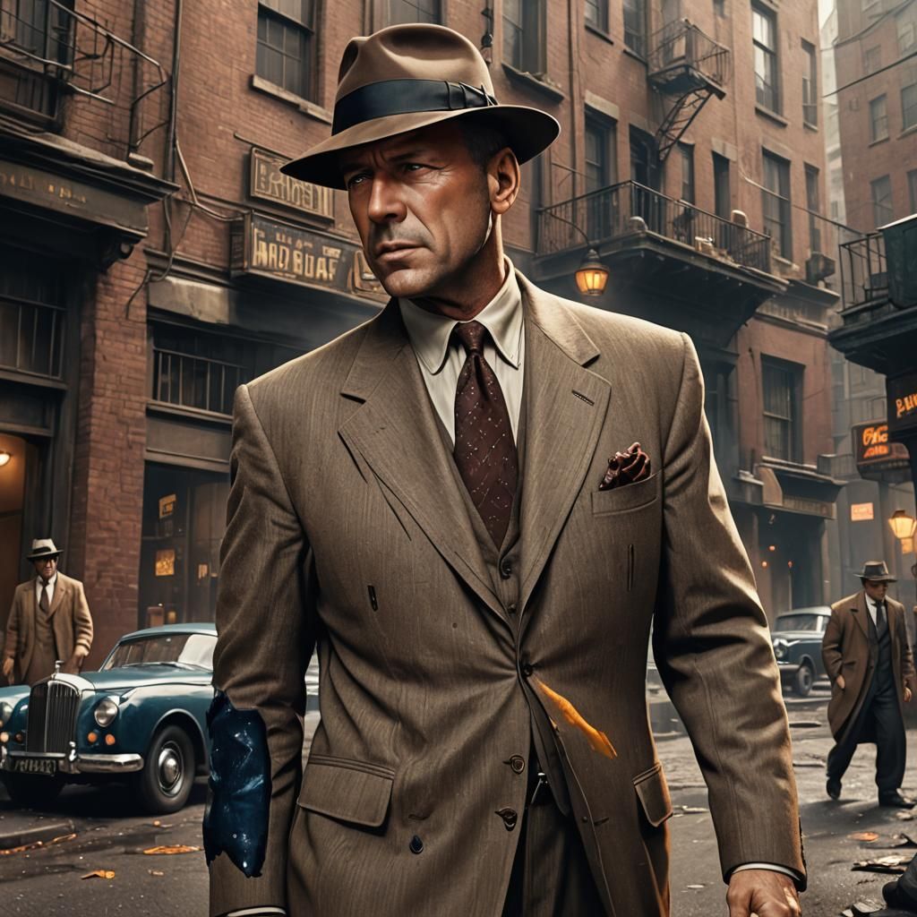 Bruce Willis as Detective: Detailed Digital Painting