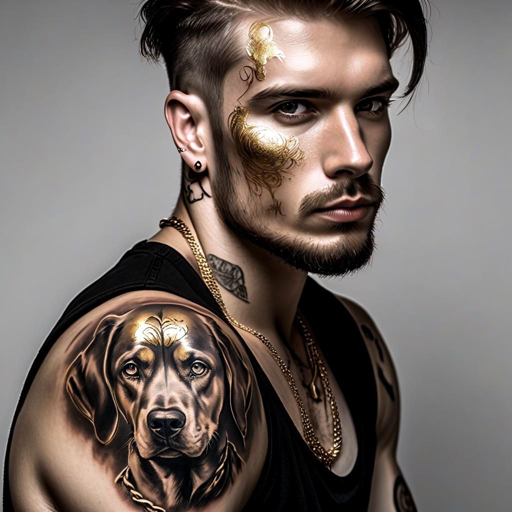 Erinnerungs Tattoo Portraits eines Hundes,