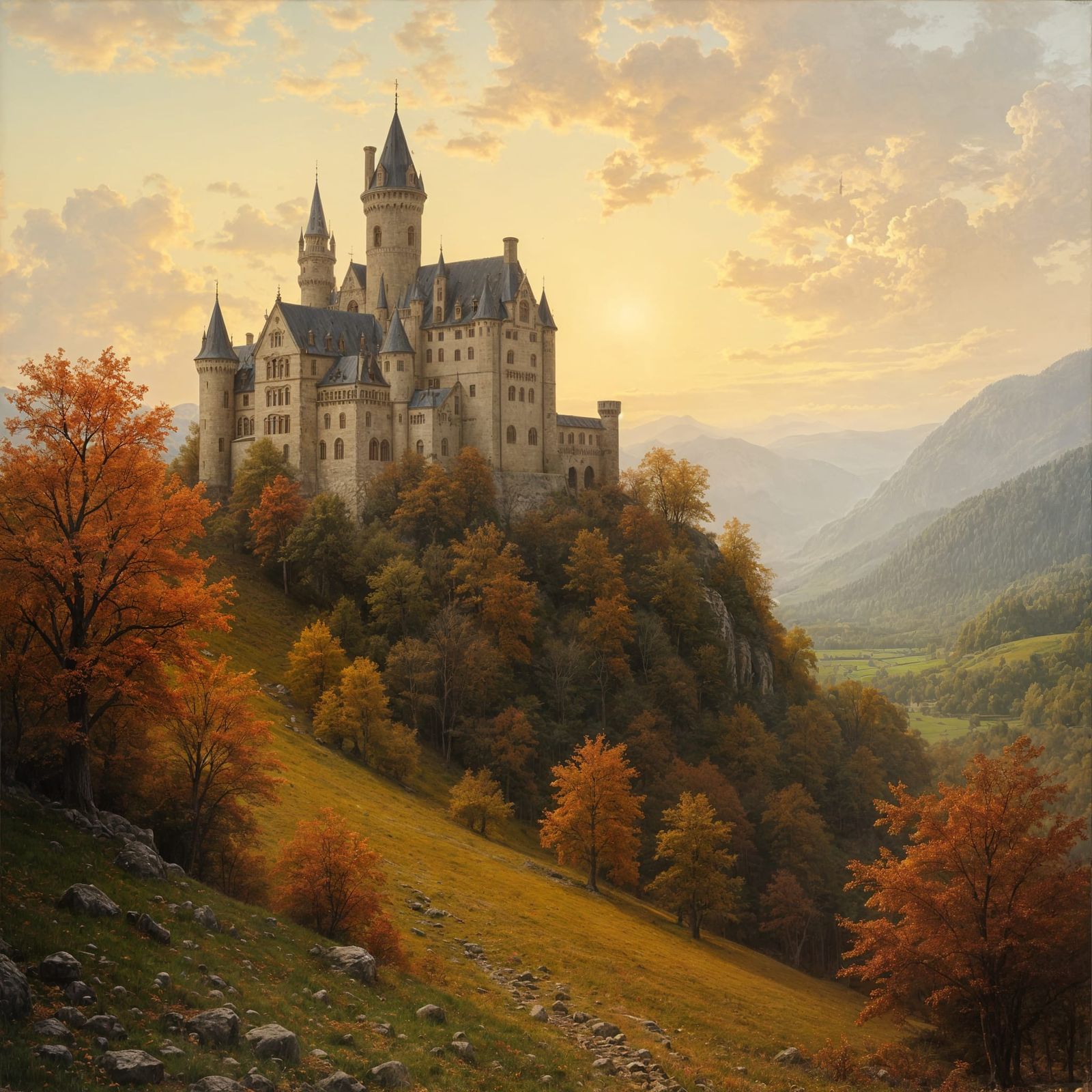 Victorian Castle Autumn Landscape