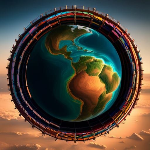 Flags United Around Earth in Graffiti Art