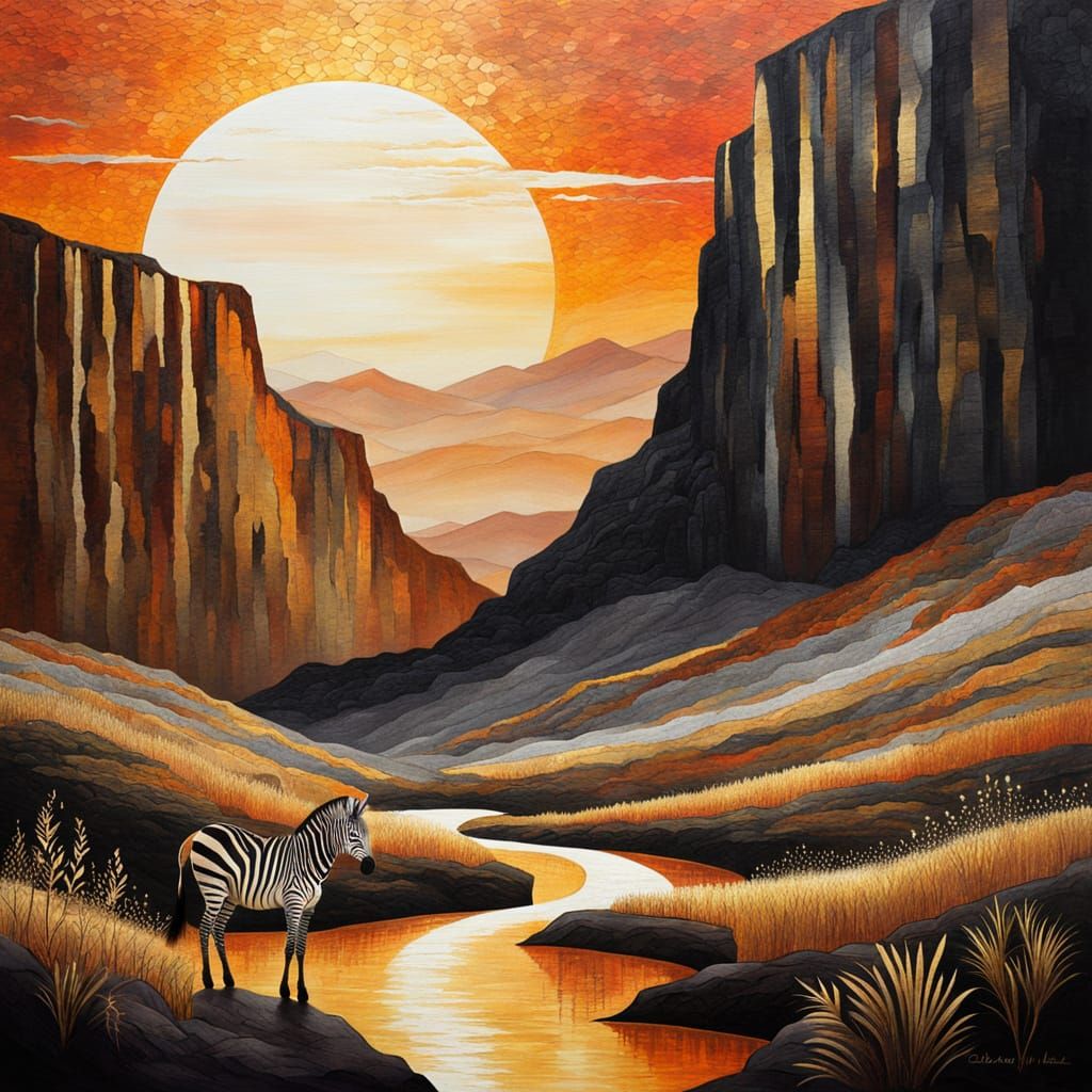 Dreamlike Zebra by Mosaic Cliff: Abstract Painting