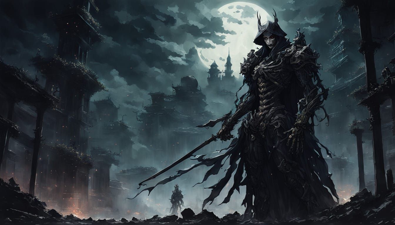 Skeletal Wraith Queen in Dramatic, Dark Fantasy Style