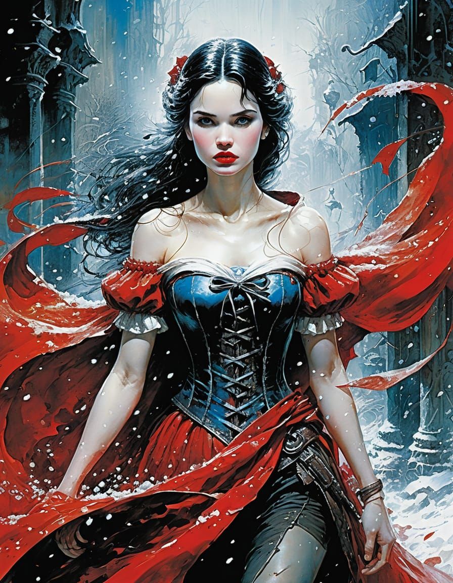 Snow White in Red, Abstract Fine Art