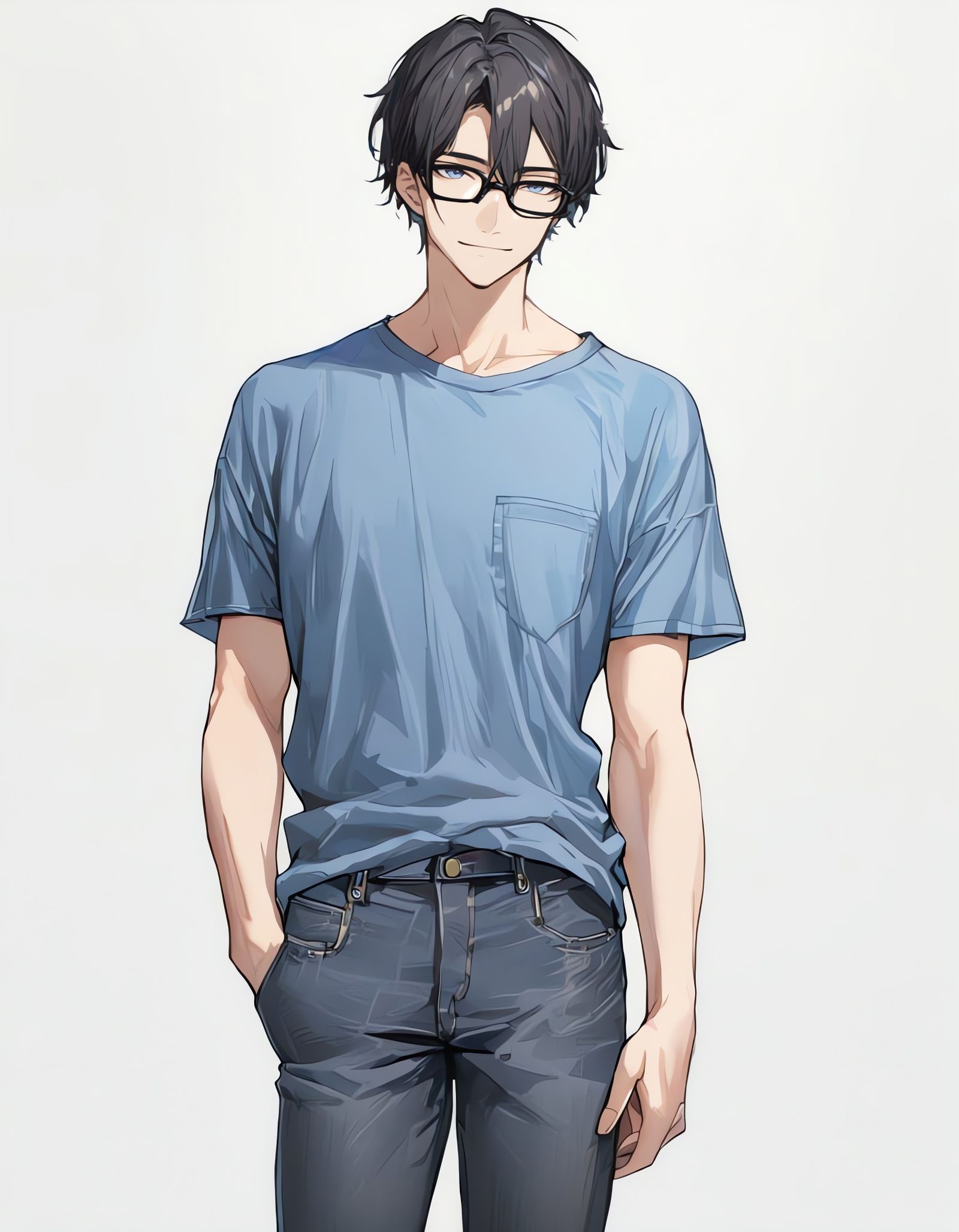 Young Man with Blue Eyes and Black Hair