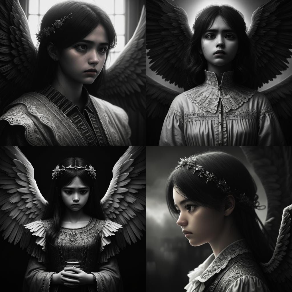 Hyperrealistic Sad Angel in High Definition