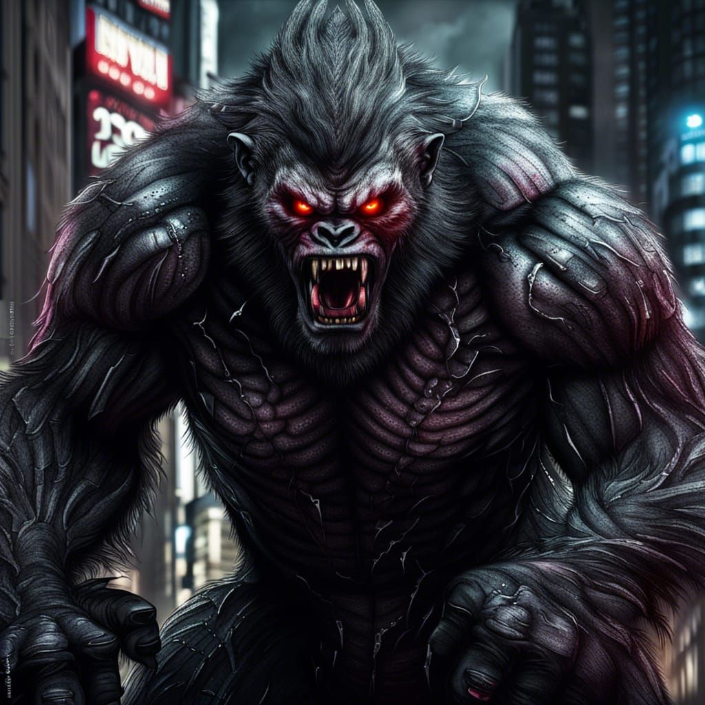 Cybernetic Demon Gorilla Rampage in the City