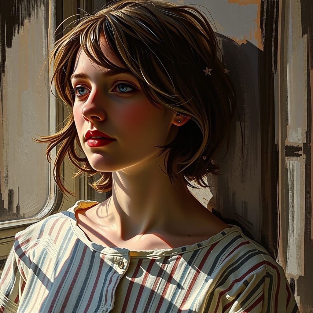 Chiaroscuro Portrait of Woman in Studio Light