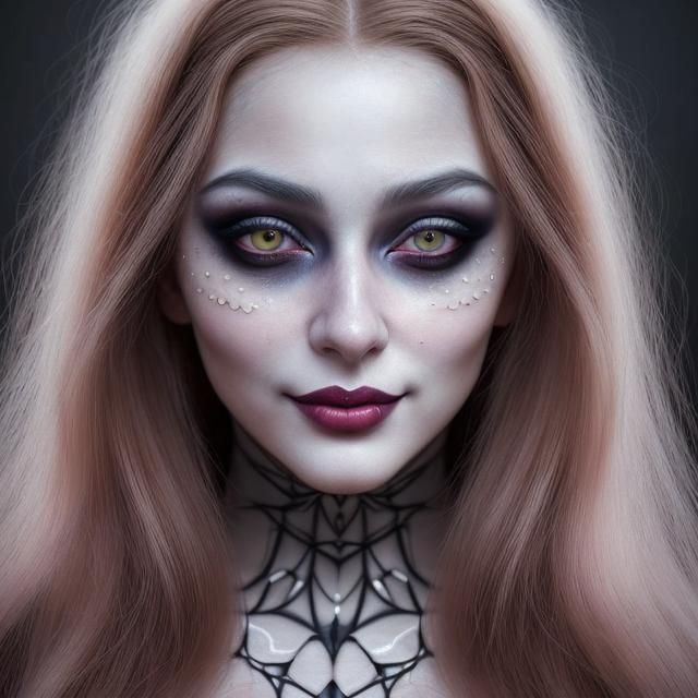 Beautiful Woman with Gothic Makeup in Hyperrealism Style