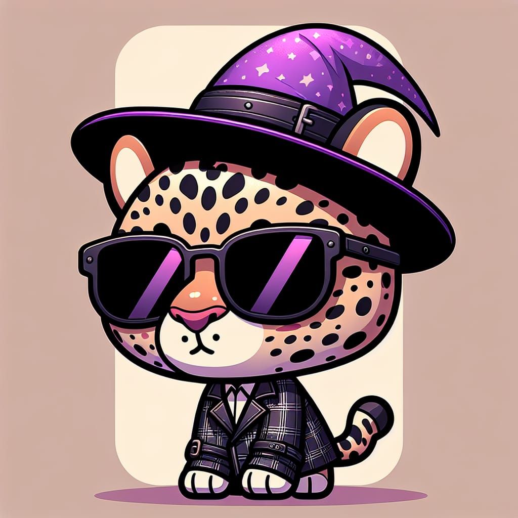 CGI Cartoon Chibi Leopard in Leather Suit