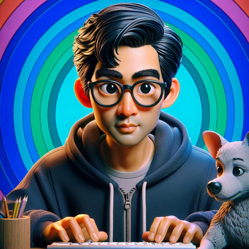 South Asian Programmer in Early 20th-Century Animation Style